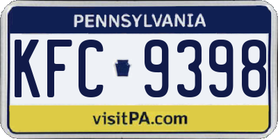PA license plate KFC9398