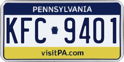 PA license plate KFC9401