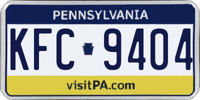 PA license plate KFC9404
