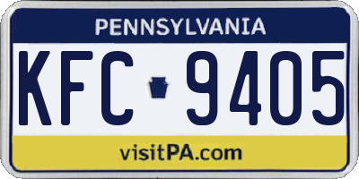 PA license plate KFC9405
