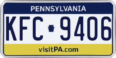 PA license plate KFC9406