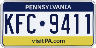 PA license plate KFC9411