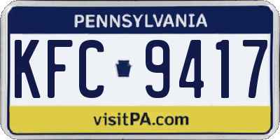 PA license plate KFC9417