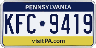 PA license plate KFC9419