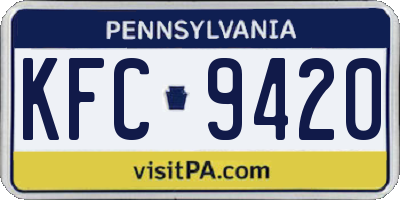 PA license plate KFC9420