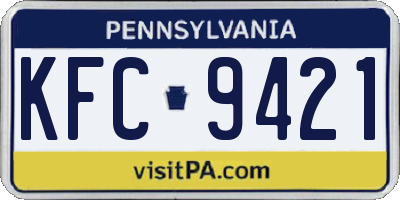 PA license plate KFC9421