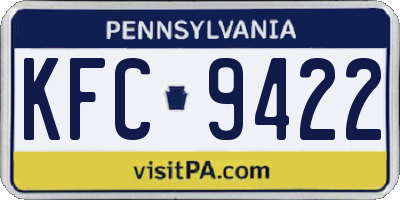 PA license plate KFC9422