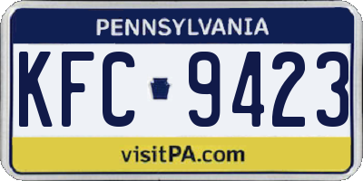 PA license plate KFC9423