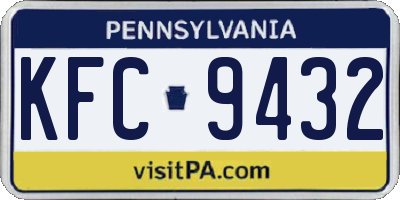 PA license plate KFC9432