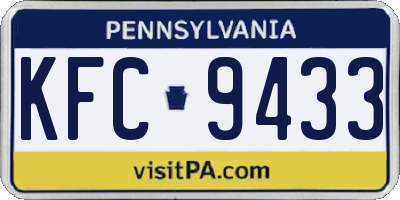 PA license plate KFC9433