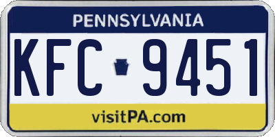 PA license plate KFC9451