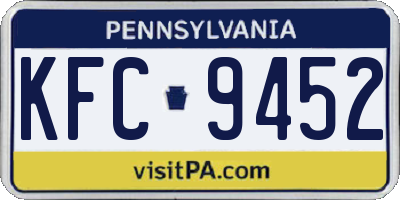 PA license plate KFC9452