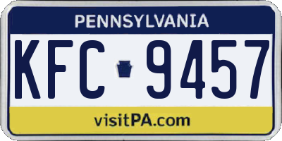 PA license plate KFC9457