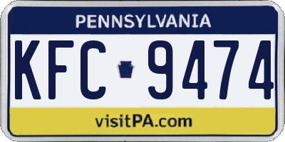 PA license plate KFC9474