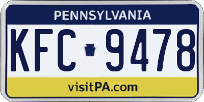 PA license plate KFC9478