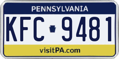 PA license plate KFC9481