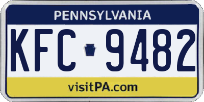 PA license plate KFC9482