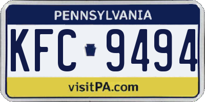 PA license plate KFC9494