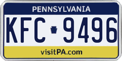 PA license plate KFC9496