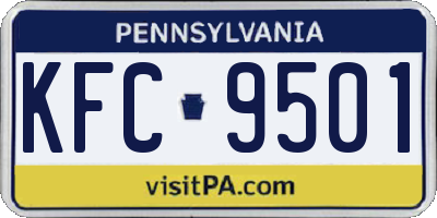 PA license plate KFC9501