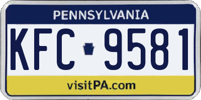 PA license plate KFC9581