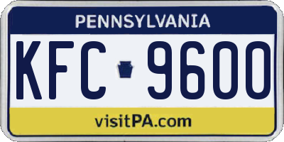 PA license plate KFC9600