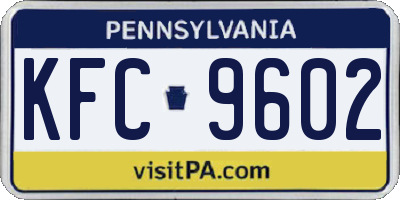 PA license plate KFC9602