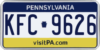 PA license plate KFC9626