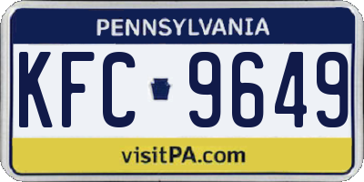 PA license plate KFC9649