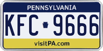 PA license plate KFC9666