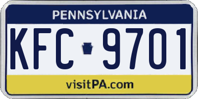 PA license plate KFC9701