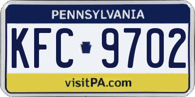 PA license plate KFC9702