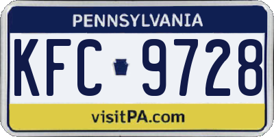 PA license plate KFC9728