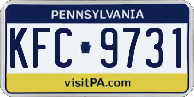 PA license plate KFC9731