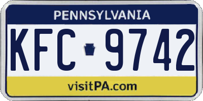PA license plate KFC9742