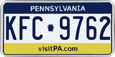 PA license plate KFC9762