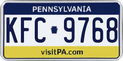 PA license plate KFC9768