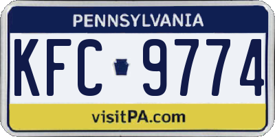 PA license plate KFC9774