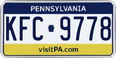 PA license plate KFC9778