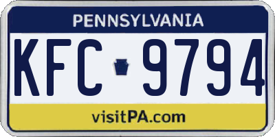 PA license plate KFC9794