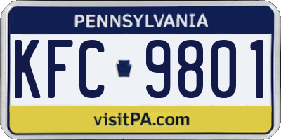 PA license plate KFC9801