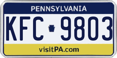 PA license plate KFC9803