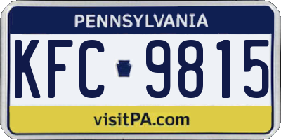 PA license plate KFC9815