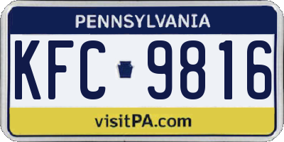 PA license plate KFC9816
