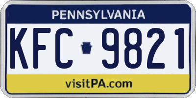 PA license plate KFC9821