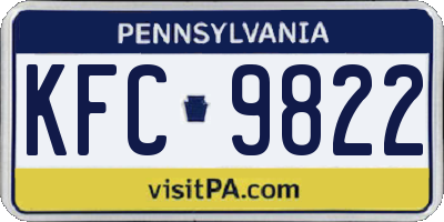 PA license plate KFC9822