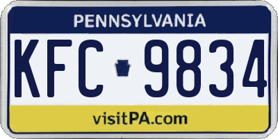 PA license plate KFC9834