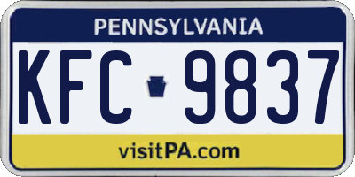 PA license plate KFC9837