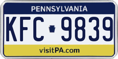 PA license plate KFC9839