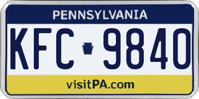 PA license plate KFC9840